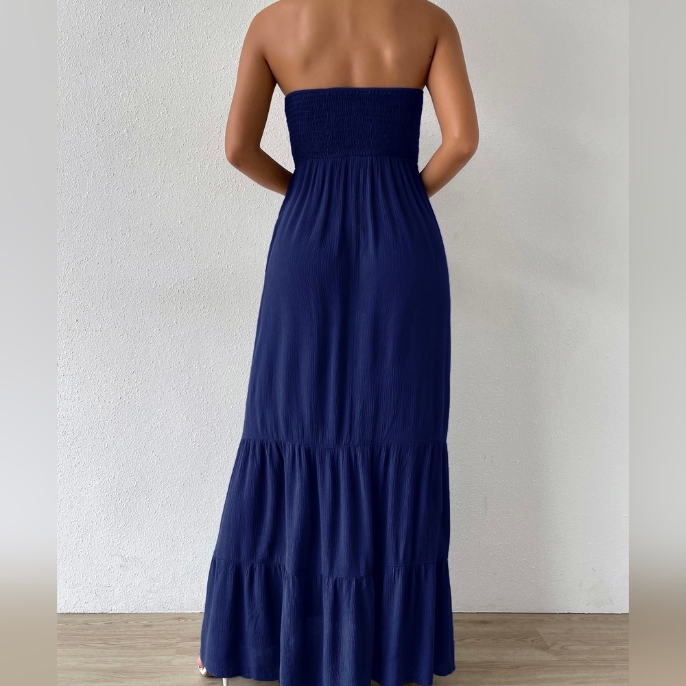 COPY - Shirred Ruffle Hem Maxi Tube Dress - Picture 5 of 5